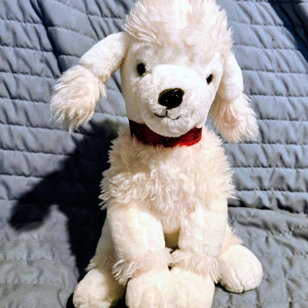 VTG FAO Schwarz 13" White French Poodle Dog